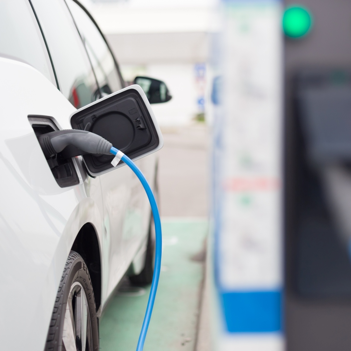 Electric Car in Charging Station. Electric Car in Charging Station.